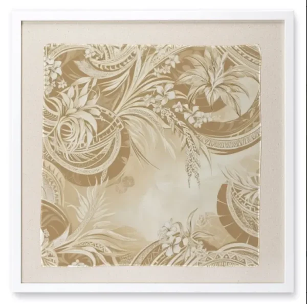 Polynesian Creme 2 - Framed Silk Scarf