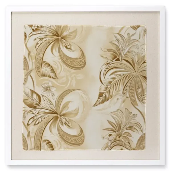 Polynesian Creme 3 - Framed Silk Scarf