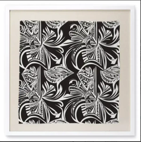 Polynesian Tattoo 1 - Framed Silk Scarf