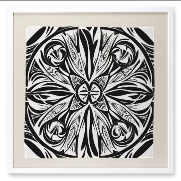 Polynesian Tattoo 3 - Framed Silk Scarf